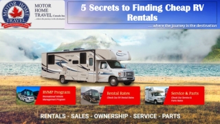 5 Secrets to Finding Cheap RV Rentals