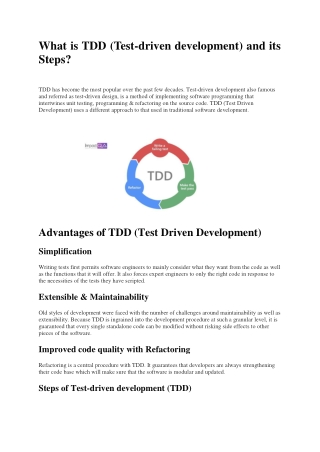 What is TDD and its steps