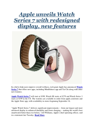 Apple unveils Watch Series 7 with redesigned display, new features