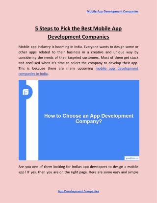 5 Steps to Pick the Best Mobile App Development Companies