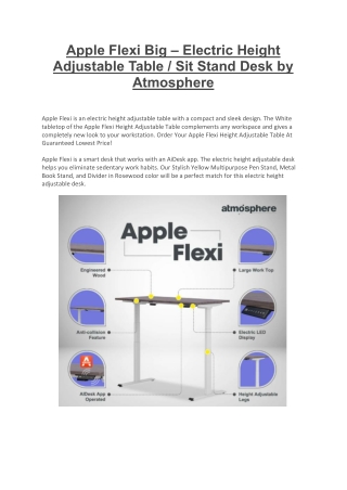 Apple Flexi Big – Electric Height Adjustable Table / Sit Stand Desk by Atmospher
