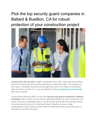 Pick the top security guard companies in Ballard & Buellton, CA for robust protection of your construction project (1)