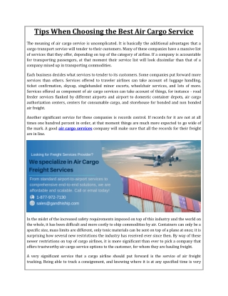 Tips When Choosing the Best Air Cargo Service