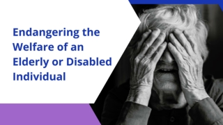Endangering the Welfare of an Elderly or Disabled Individual