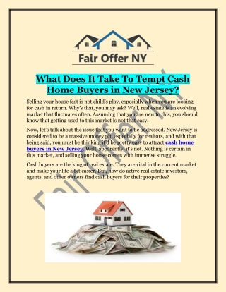 Cash Home Buyers in New Jersey | Fair Offer NY