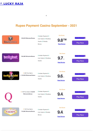 Rupee Payment Casino