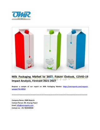 Milk Packaging Market Trends, Research Report, Growth, Opportunities, Forecast 2021-2027