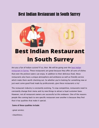 Best Indian Restaurant in South Surrey
