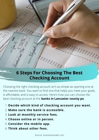 6 Steps For Choosing The Best Checking Account