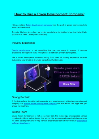 How to Hire a Token Development Company?