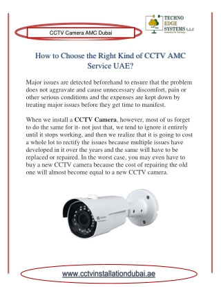 How to Choose the Right Kind of CCTV AMC Service UAE?