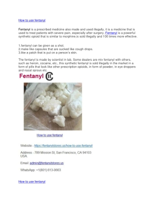 How to use fentanyl
