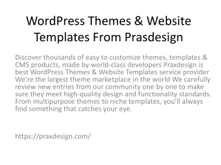 WordPress Themes & Website Templates From Praxdesign