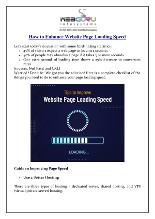 How to Enhance Website Page Loading Speed