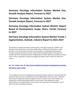 Germany Oncology Information System Market Size, Growth Analysis Report, Forecast to 2027