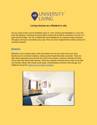 Best Student Accommodation Glasgow
