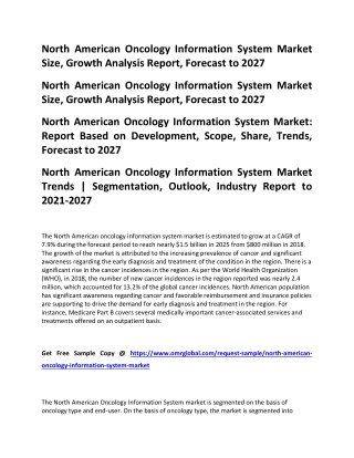 North American Oncology Information System Market Size, Growth Analysis Report, Forecast to 2027