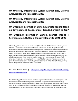 UK Oncology Information System Market Size, Growth Analysis Report, Forecast to 2027