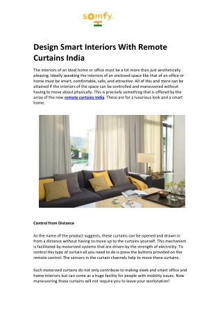 Design Smart Interiors With Remote Curtains India