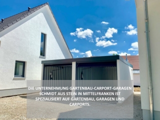 Anbaucarport an Betongarage, Wand-Carport Bayern