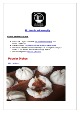 5% Off - Mr. Noodle Indooroopilly Restaurant menu - Chinese takeaway, QLD