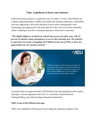 ViDU - eLearning Software Provider in India for Coaching Institutes/Tutors/Organ