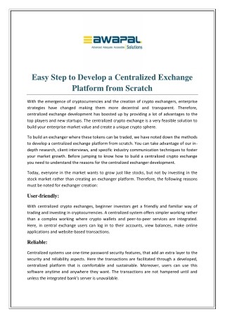 Easy Step to Develop a Centralized Exchange Platform from Scratch