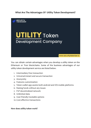 What Are The Advantages Of  Utility Token Development
