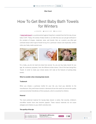 How To Get Best Baby Bath Towels for Winters