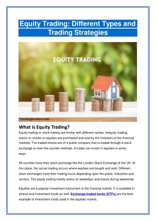 Equity Trading Different Types and Trading Strategies