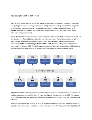 Transitioning from MDD to MDR – Part 1