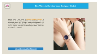 Key Ways to Care for Your Designer Watch