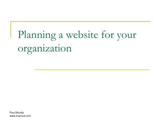 Planning a website for your organization