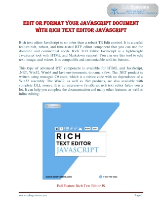 Edit Or Format Your JavaScript Document with Rich text editor JavaScript