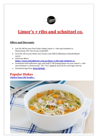 5% Off - Limor's   ribs and schnitzel co. Menu Burger Shop in Elsternwick, VIC.