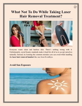 What Not To Do While Taking Laser Hair Removal Treatment?