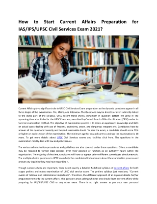 How to Start Current Affairs Preparation for IAS IPS UPSC Civil Services Exam 2021