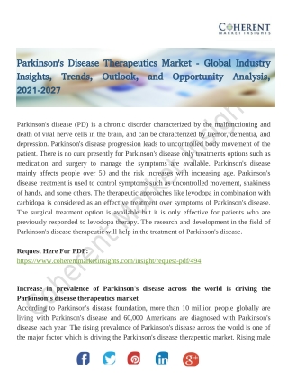 Parkinson's Disease Therapeutics Market
