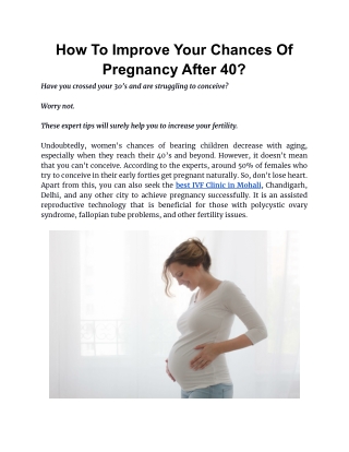 How To Improve Your Chances Of Pregnancy After 40