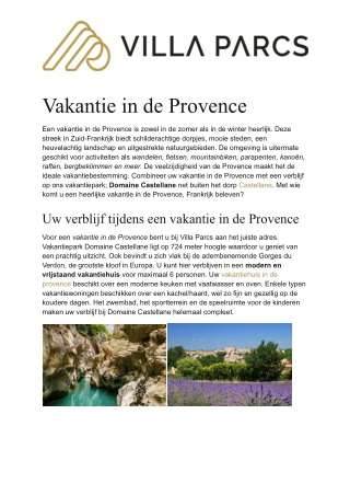 Villa Parcs - Vakantie Provence