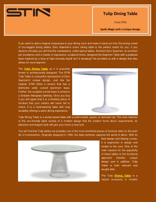 Tulip Dining Table from STIN