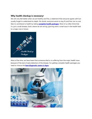 Why health checkup is necessary?