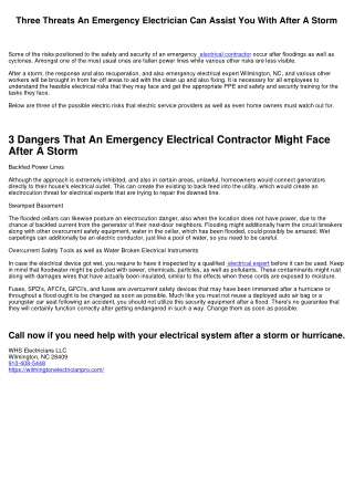 Three Hazards An Emergency Situation Electrical Contractor Can Help You With After A Storm