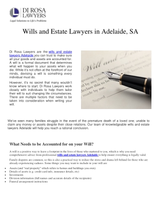 Best Wills Estate Lawyers Adelaide, SA