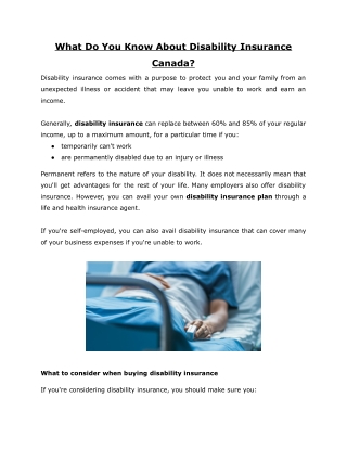What Do You Know About Disability Insurance Canada?