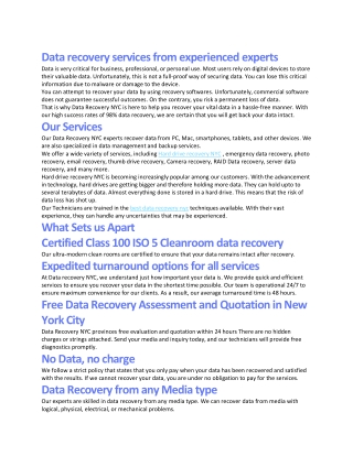 Data recovery services from experienced experts