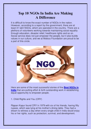 Top 10 NGOs In India Are Making A Difference