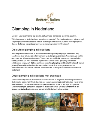 Glamping Overijssel - Beerze Bulten