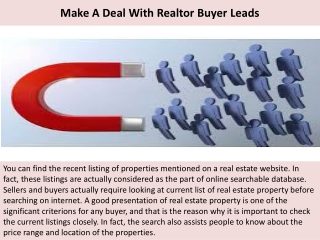 Make A Deal With Realtor Buyer Leads