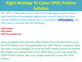 Right Strategy To Cover UPSC Prelims Syllabus